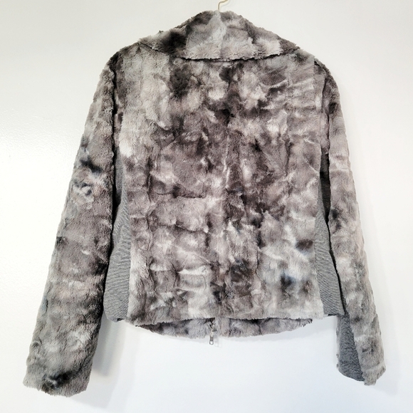 CAbi Gray Faux Fur Evening Bomber Jacket Size M - Picture 3 of 11